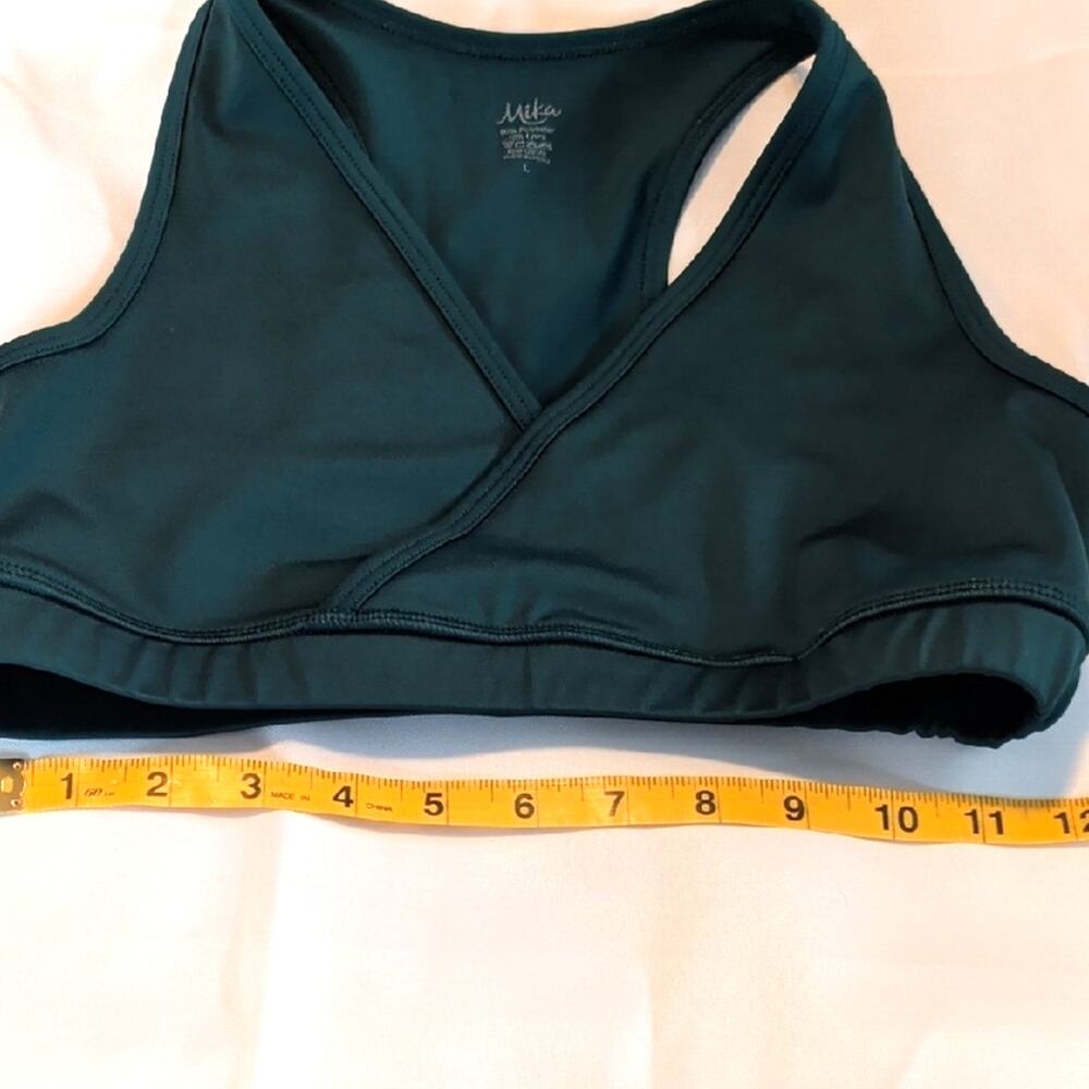 Mika Wrap Front Sports Bra Large Low Impact Yoga Pilates Green Athleisure - Picture 4 of 5